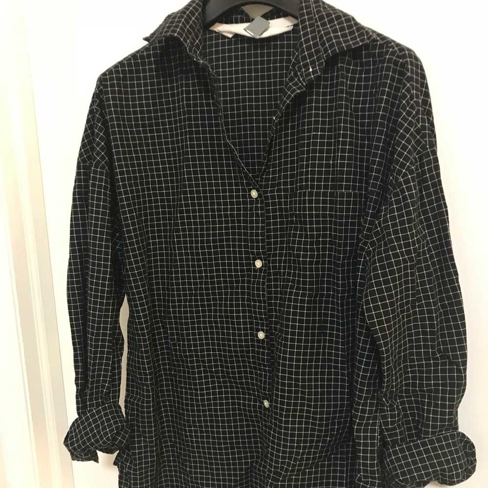 Checked button down